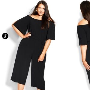 City Chic Black Off-Shoulder Jumpsuit